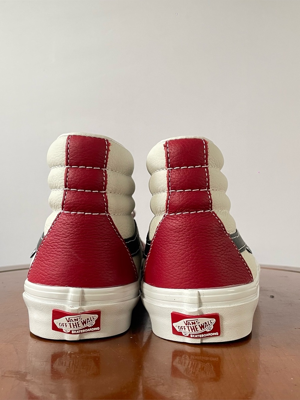 Vans Men’s Sk8-Hi Red White Leather High-Top Sneakers | US 8 - Picture 4 of 8
